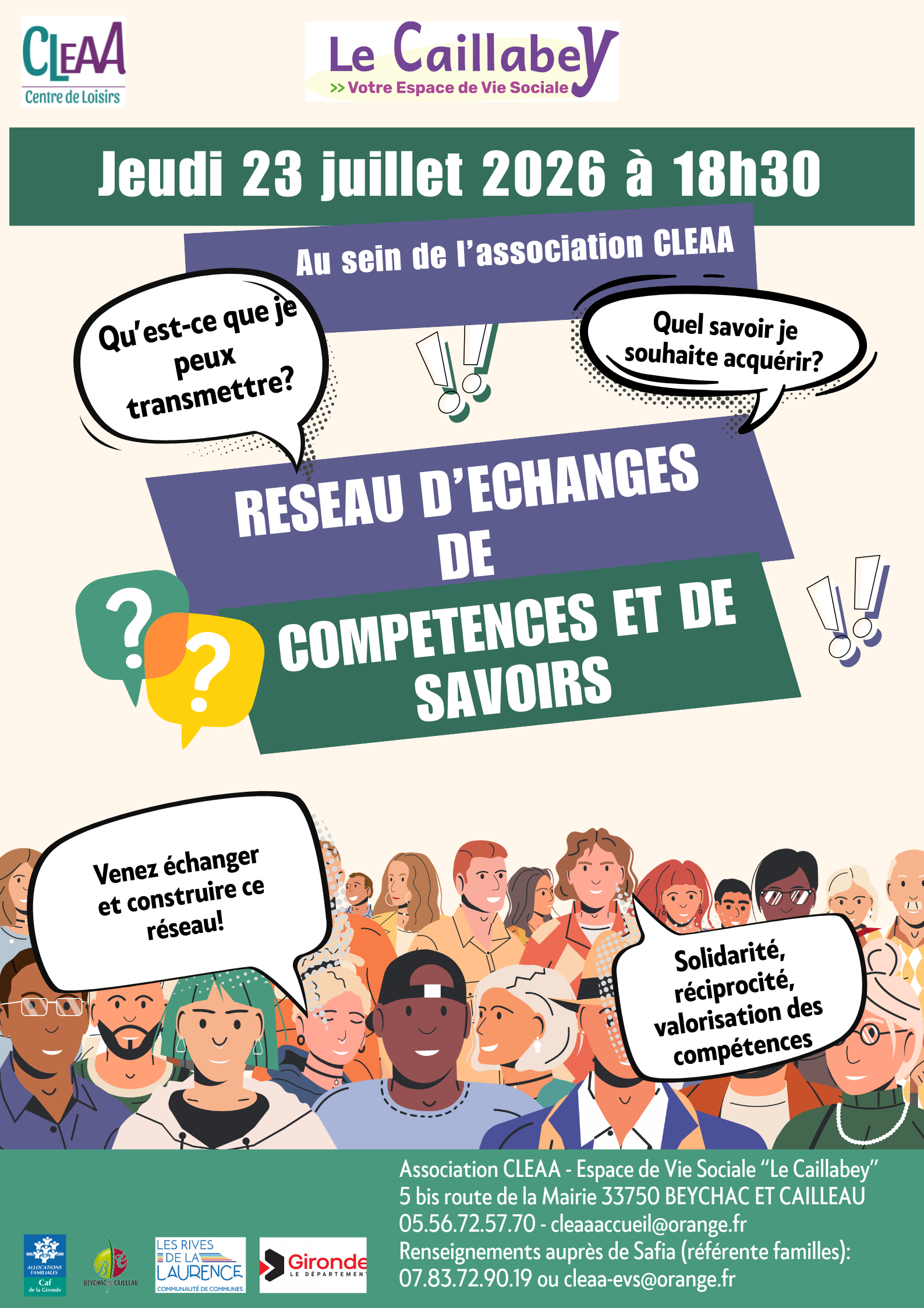 2026.07.23 EVS CLEAA Réseau d'échanges de compétences et de savoirs - Jeudi 23 juillet à 18h30 -EVS Le Caillabey