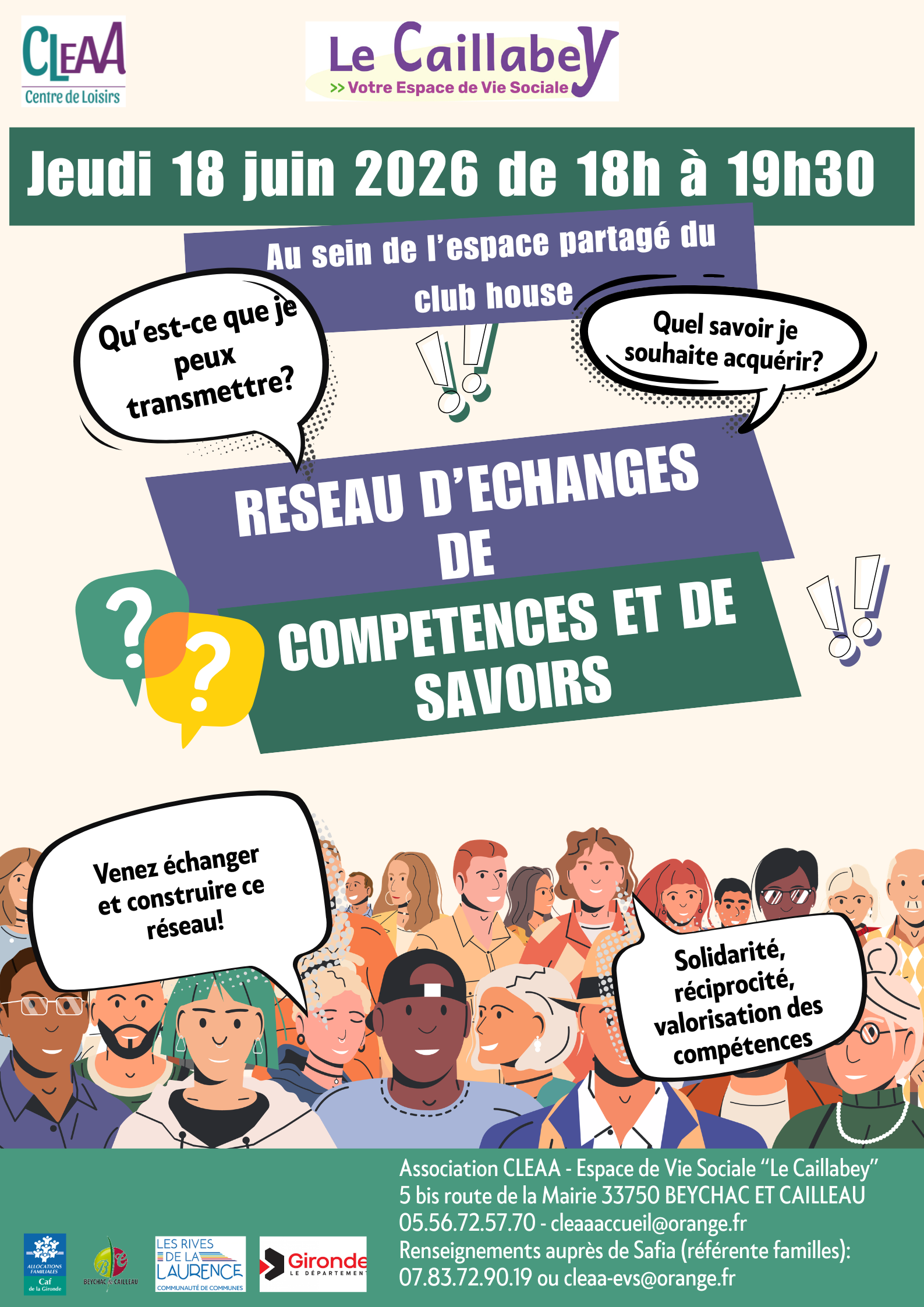 Réseau d'échanges de compétences et de savoirs - Jeudi 18 juin à 18h -EVS Le Caillabey